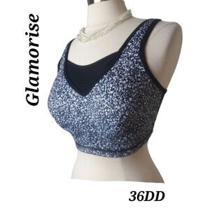 Glamorise Sport Elite Performance Bra  36DD Black/White NWOT